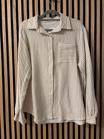 GESTREIFTE BAUMWOLLBLUSE  BRAUN